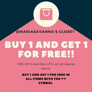 BUY 1 AND GET 1 FOR FREE IN ALL ITEMS WITH THE ❤❤